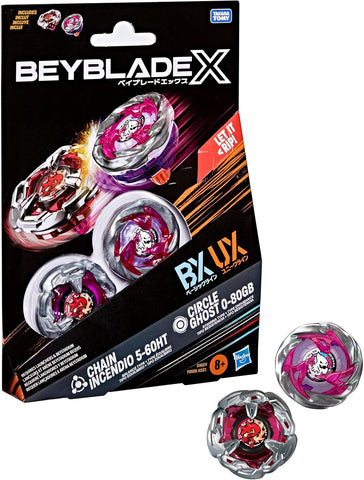 Beyblade X - Dual Pack - Chain Incendio 5-60HT BX (Balance Type) / Circle Ghost 0-80GB UX (Stamina Type)