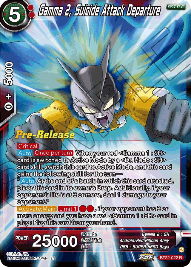 Gamma 2, Suicide Attack Departure (BT22-022) [Critical Blow Prerelease Promos]