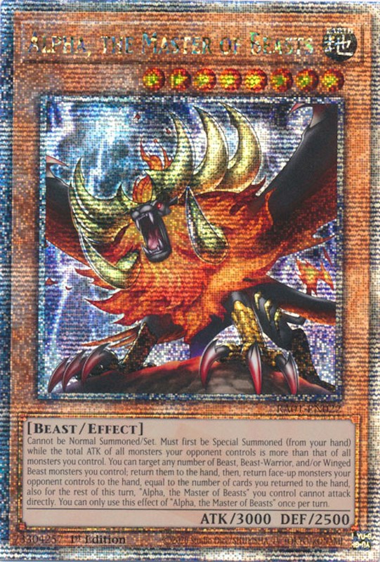 Alpha, the Master of Beasts [RA01-EN022] Quarter Century Secret Rare