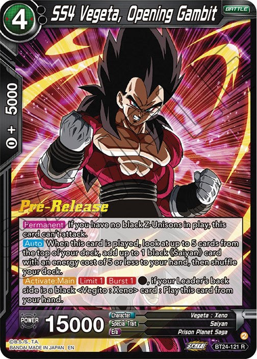 SS4 Vegeta, Opening Gambit (BT24-121) [Beyond Generations Prerelease Promos]