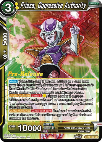 Frieza, Oppressive Authority (BT24-106) [Beyond Generations Prerelease Promos]