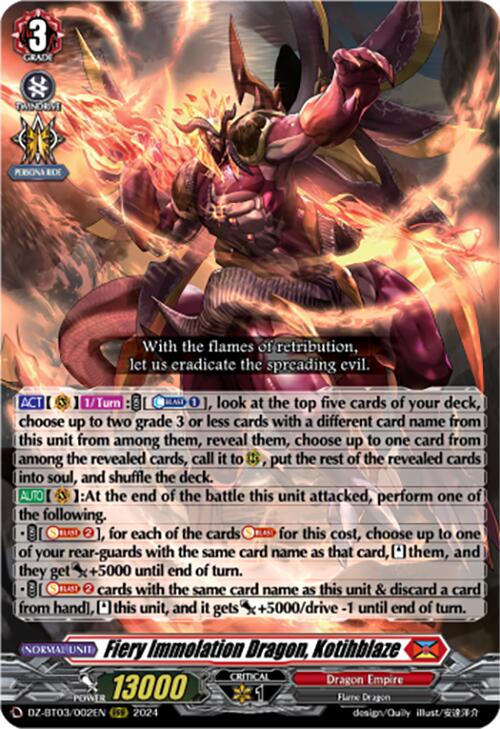 Fiery Immolation Dragon, Kotihblaze (DZ-BT03/002EN) [Dimensional Transcendence]