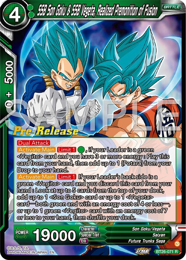 SSB Son Goku & SSB Vegeta, Realized Premonition of Fusion (BT26-071) [Ultimate Advent Prerelease Promos]