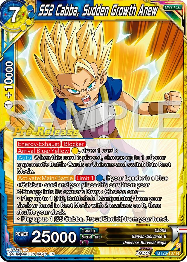 SS2 Cabba, Sudden Growth Anew (BT26-137) [Ultimate Advent Prerelease Promos]