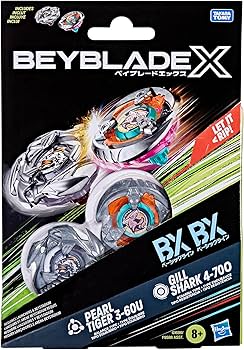 Beyblade X - Dual Pack - Pearl Tiger 3-60U BX (Balance Type) / Gill Shark 4-70O BX (Stamina Type)