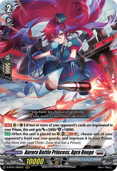 Aurora Battle Princess, Agra Rouge (D-BT01/006EN) [Genesis of the Five Greats]