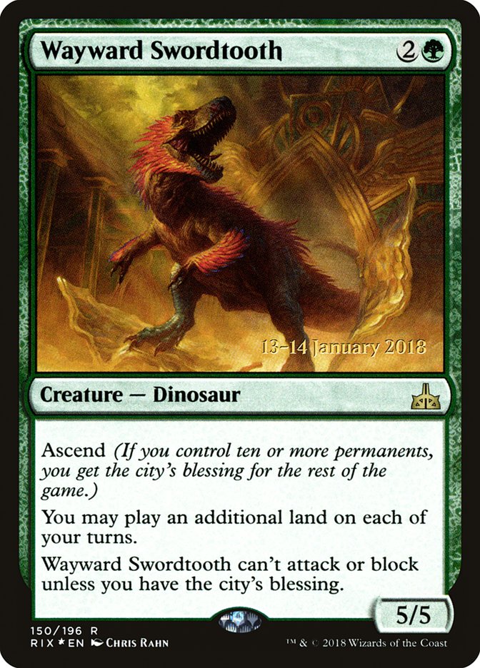 Wayward Swordtooth [Rivals of Ixalan Prerelease Promos]