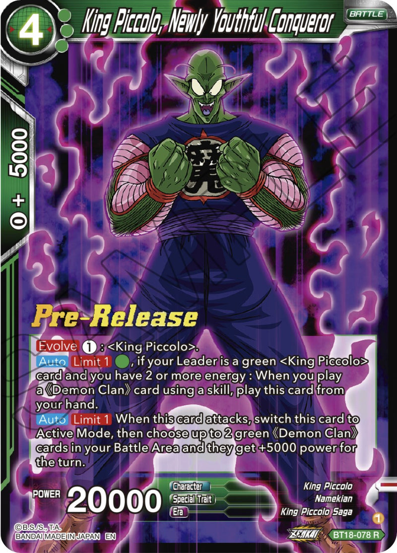 King Piccolo, Newly Youthful Conqueror (BT18-078) [Dawn of the Z-Legends Prerelease Promos]