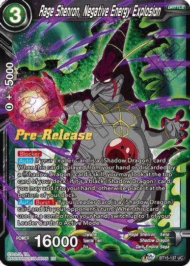 Rage Shenron, Negative Energy Explosion (BT15-137) [Saiyan Showdown Prerelease Promos]