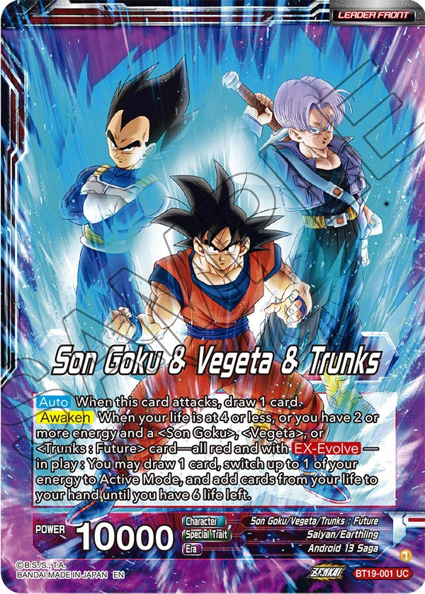 Son Goku & Vegeta & Trunks // SS Son Goku, SS Vegeta, & SS Trunks, the Ultimate Team (BT19-001) [Fighter's Ambition]